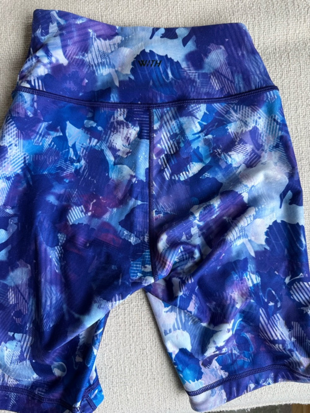 Peloton Blue Purple Floral Cycling Shorts - Picture 2 of 3